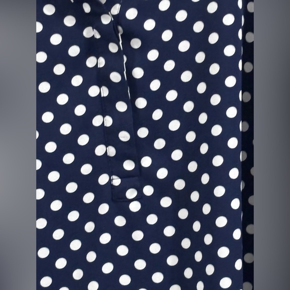 Talbots Navy and White Polka Dot V-Neck Blouse - Picture 2 of 10